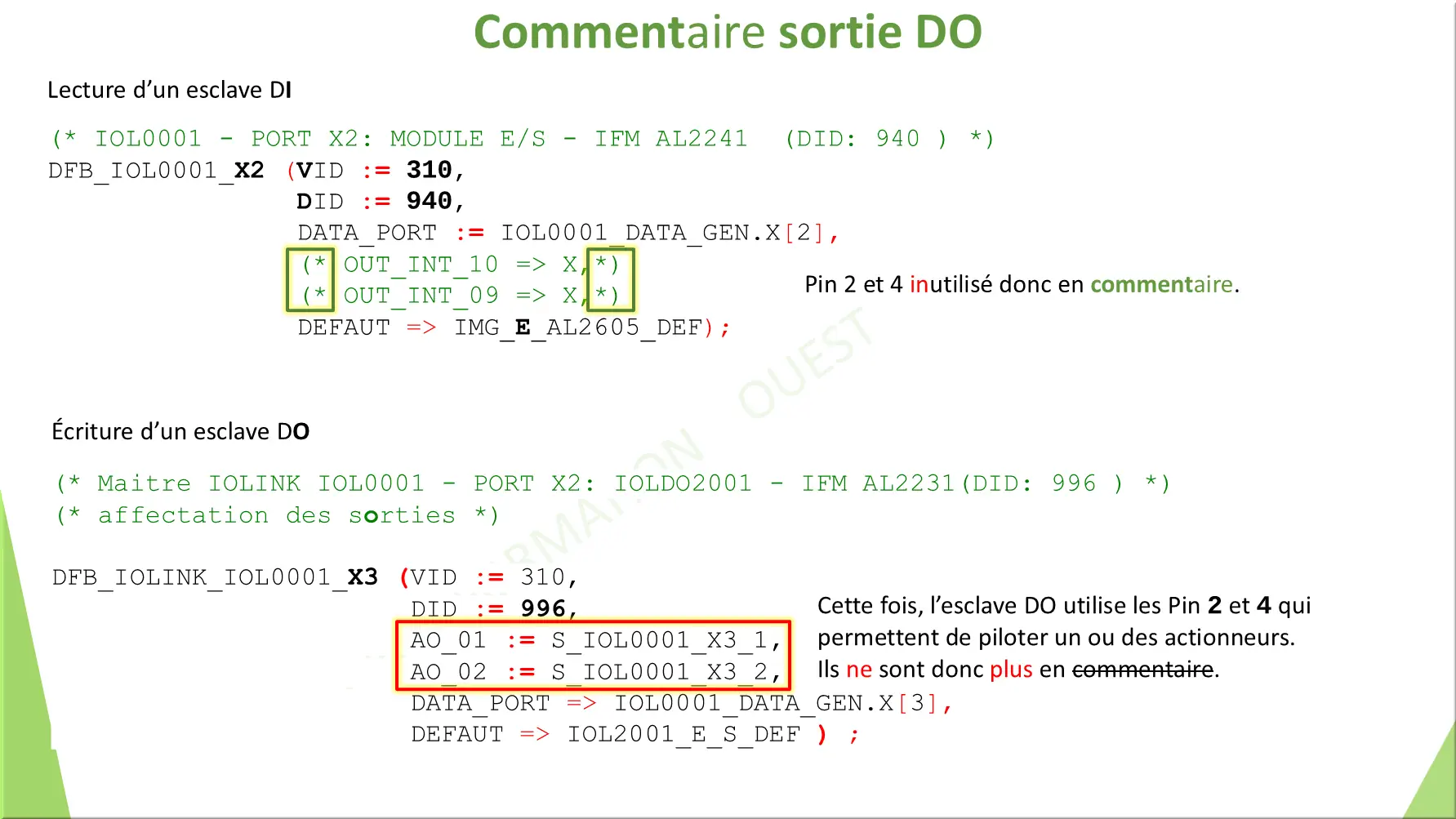 Commentaire sortie DO